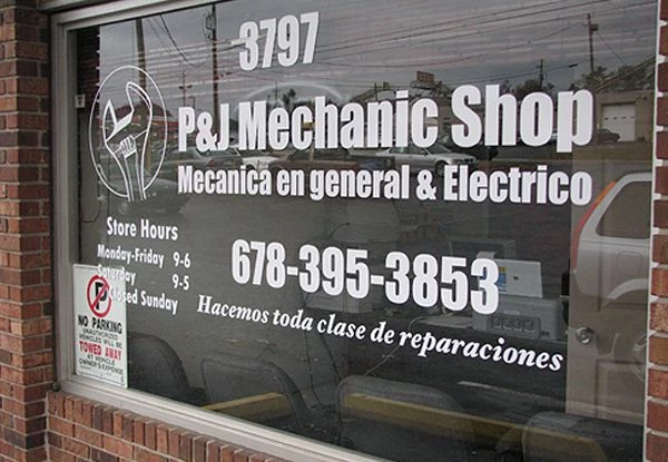 - Image360-Tucker-GA-window-graphics-PJ Mechanic Shop